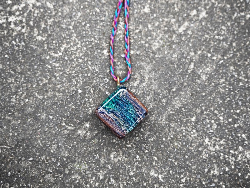 【原野缩景_海水中】黑柿木坠饰项链 (正方形) - 项链 - 木头 咖啡色