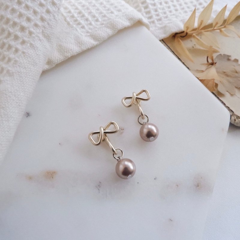 啾啾mini 无痛耳夹 /  珍珠 zephyr - 耳环/耳夹 - 其他金属 卡其色