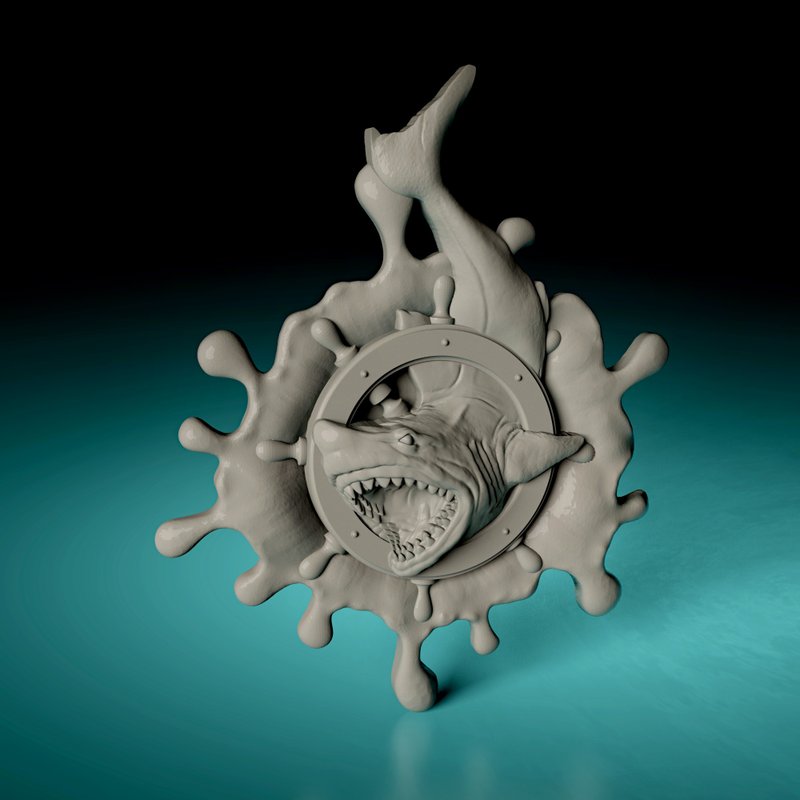 三维模型STL CNC Router文件3dprintable Splash Shark - 其他数码设计 - 其他材质 
