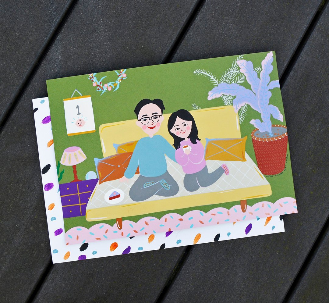 情侣似颜绘 定制2人画像 宠物/ 生日/全家福/圣诞/母亲节/纪念日 - 订制画像 - 纸 多色