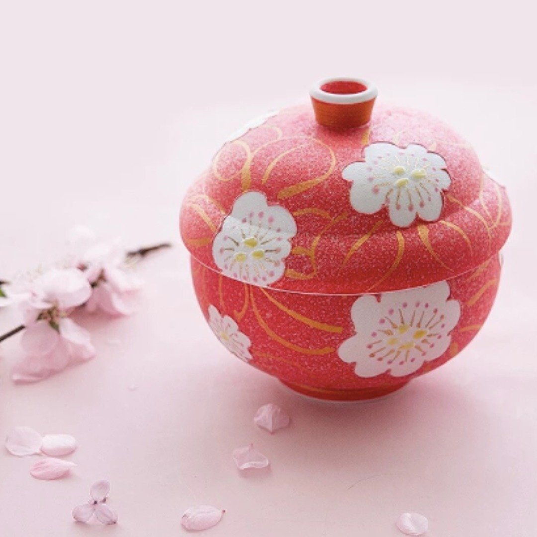 【预订】有田烧 金红樱花有盖碗 - 碗 - 陶 红色