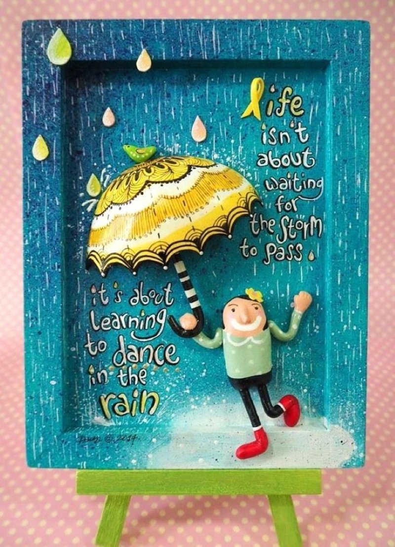 正能量系列: Dancing in the rain 黏土摆设 - 摆饰 - 粘土 