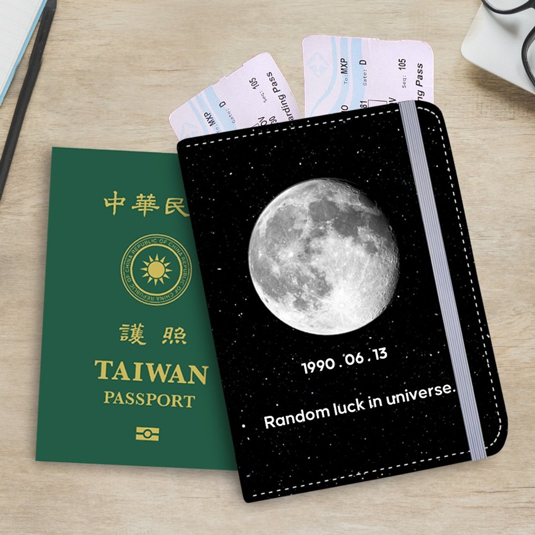 【定制】生日月亮护照套 PU多夹层收纳款 - 护照夹/护照套 - 其他材质 黑色