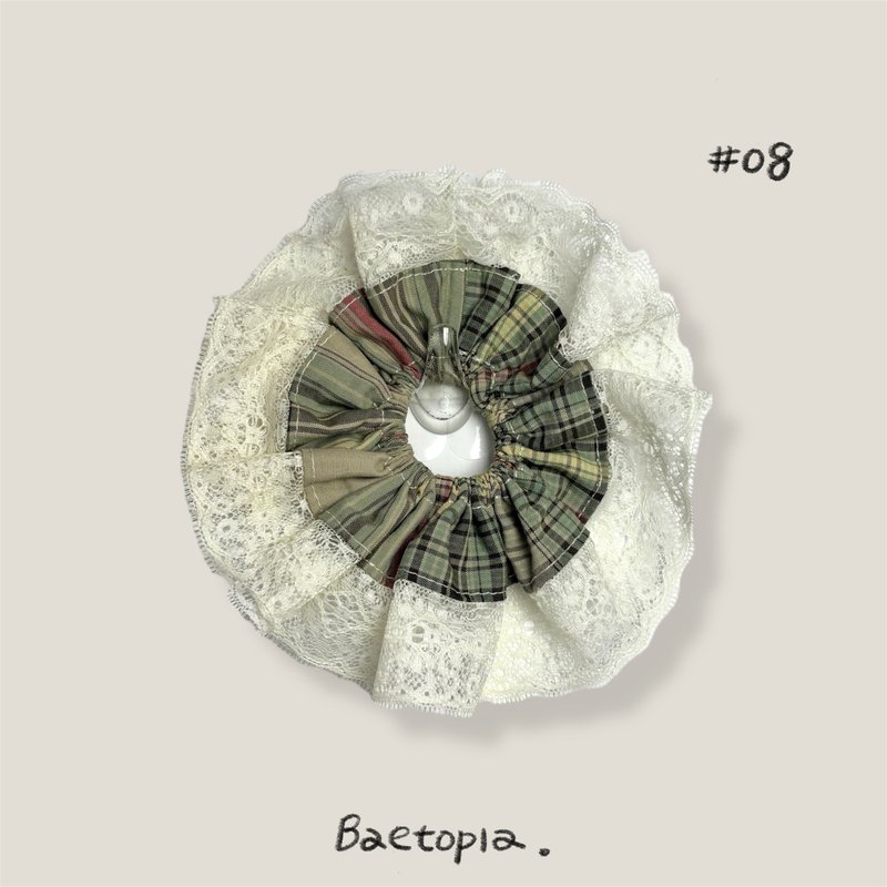 Baetopia | 薄切面款・晨露绿手作发圈 - 发饰 - 棉．麻 绿色