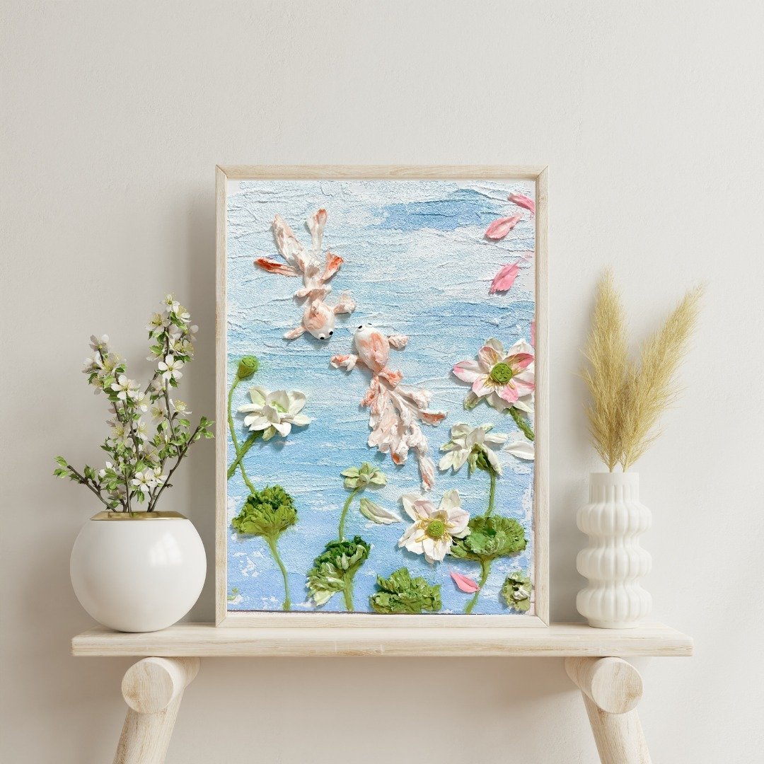 【绘画创作】肌理刮刀-好运莲莲 - 画框/相框 - 其他材质 