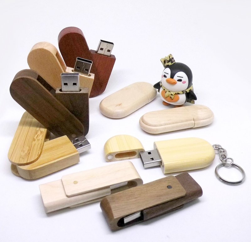 定制化 USB 随身碟 16G/32G/64G 木质旋转随身碟 订做 记忆卡订制 - U盘 - 木头 
