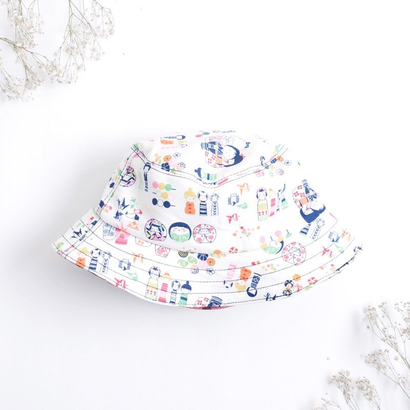 白色 日本 娃娃 渔夫帽 - 帽子 - 棉．麻 多色