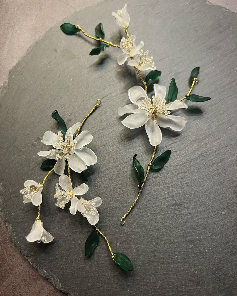 冒牌老板娘 Kingboss塑片花朵绿叶。发饰/头饰组B - 发饰 - 其他金属 绿色