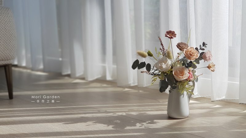 优雅牛奶瓶花  |  宁静午茶时光(限自取或预约设计师亲送) - 干燥花/捧花 - 植物．花 粉红色