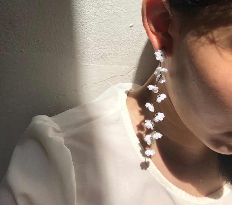 耳環/耳夾10 Spray Minimal Gypsophila - 耳环/耳夹 - 贵金属 白色