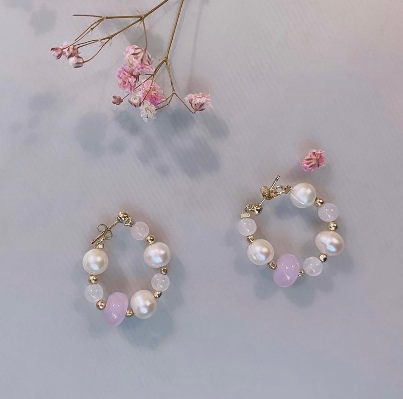 甜甜圈耳环_莓果口味 - 耳环/耳夹 - 24k 金 