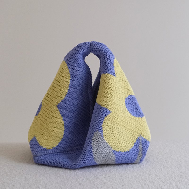 迷你针织三角包 _大花_薰衣草紫_环保回收纱线制作 - 手提包/手提袋 - 压克力 紫色