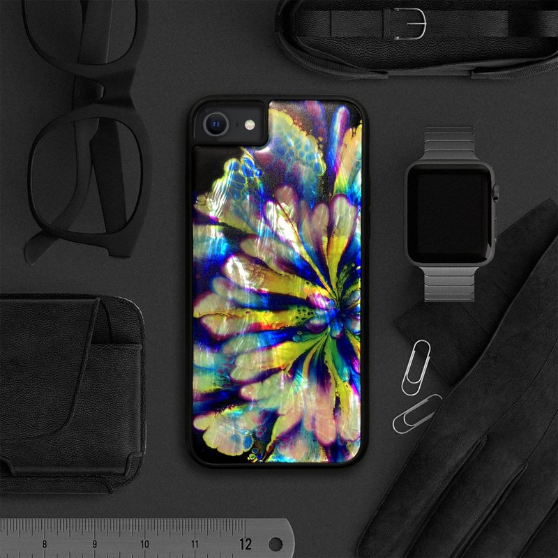 天然贝壳 iPhone 17 耐冲击保护套 水墨花卉风格 可定制名字 003 - 手机壳/手机套 - 贝壳 多色