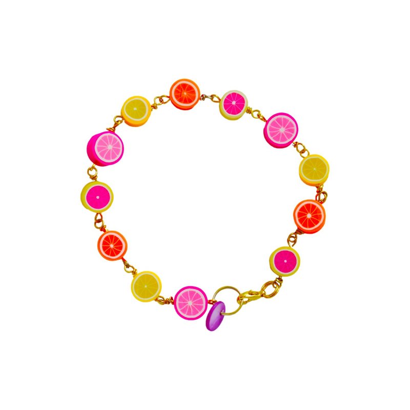 Citrus Bracelet, Lemon Orange Pink Grapefruit Charm Bracelet | by Ifemi Jewels - 其他 - 其他材质 金色