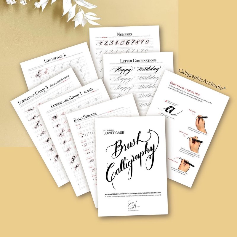 【电子版】软笔 西洋书法 练习字帖 本店原创 包括大小草及数字 - 字体设计 - 其他材质 银色