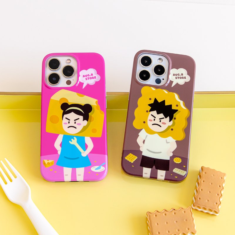 AUG8 STORE 愤怒小孩情侣iPhone磁吸手机壳 芝士小女 曲奇小男 - 手机壳/手机套 - 塑料 