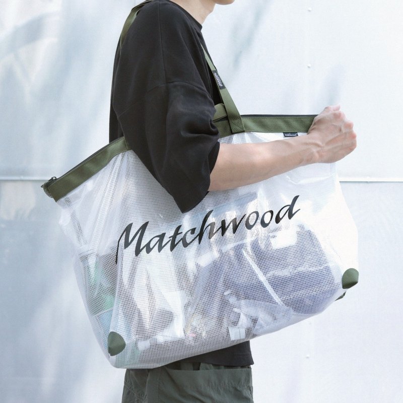 Mesh Tote Bag 大容量防水托特包 肩背包 游泳袋 购物袋 海滩包 - 手提包/手提袋 - 防水材质 卡其色