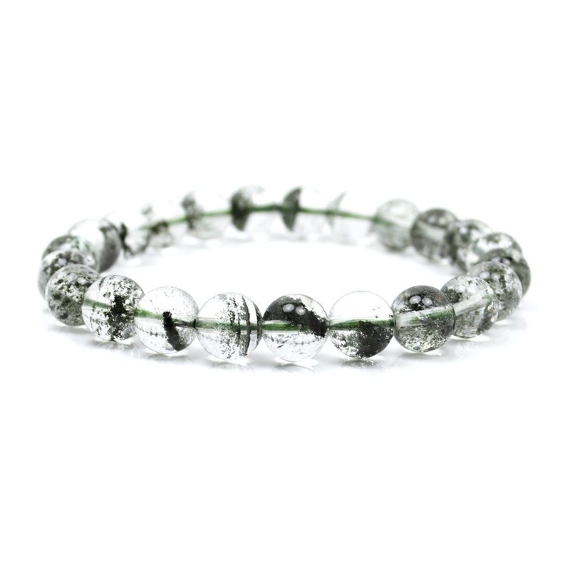 绿幽灵 全净体满天星绿幽灵 8mm 正财开运水晶 绿幽灵手珠 - 手链/手环 - 水晶 绿色