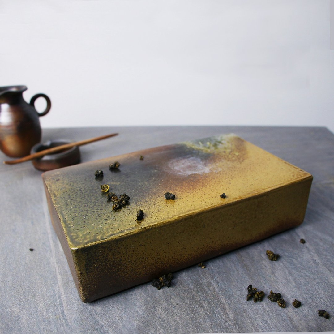方砖壶承无孔 新彩烧 柴烧陶艺 手作作品 茶盘 | 陈威恩作品 - 茶具/茶杯 - 陶 黄色