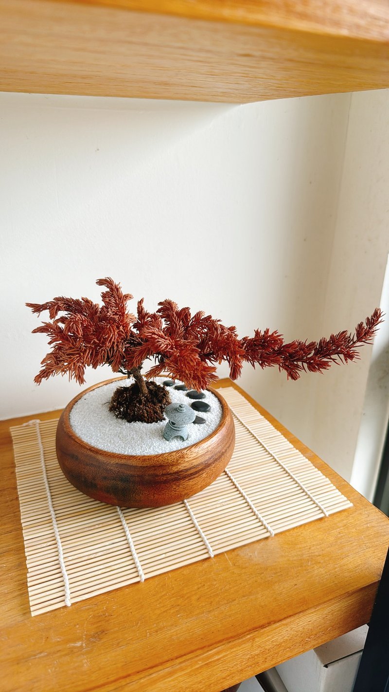 纯自然 侘寂风 日式禅庭盆栽 禅 枯山水 枯松树 盆栽 送礼 zen - 摆饰 - 植物．花 咖啡色
