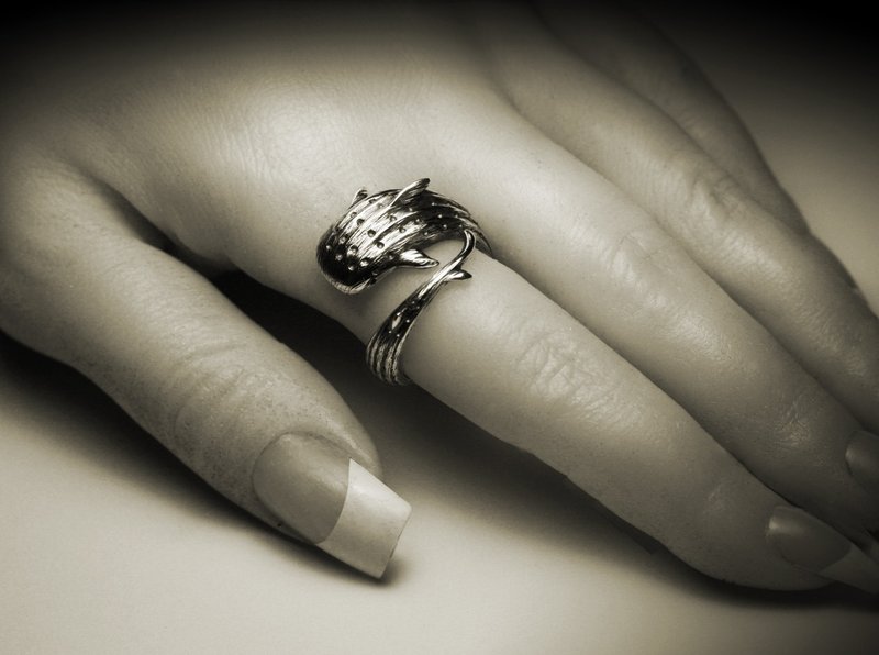 鲸鲨戒指 - 戒指 - 其他金属 银色