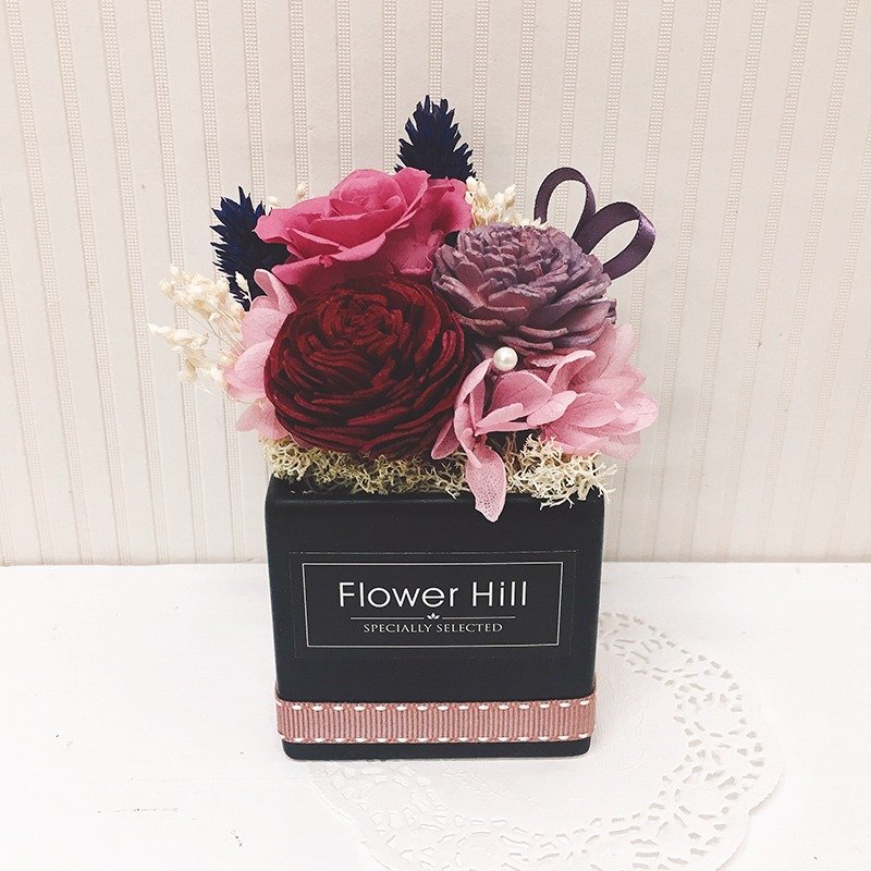 撞色品味-桃紫酒-母亲节/桌花/干燥花/永生花/扩香花 - 干燥花/捧花 - 植物．花 