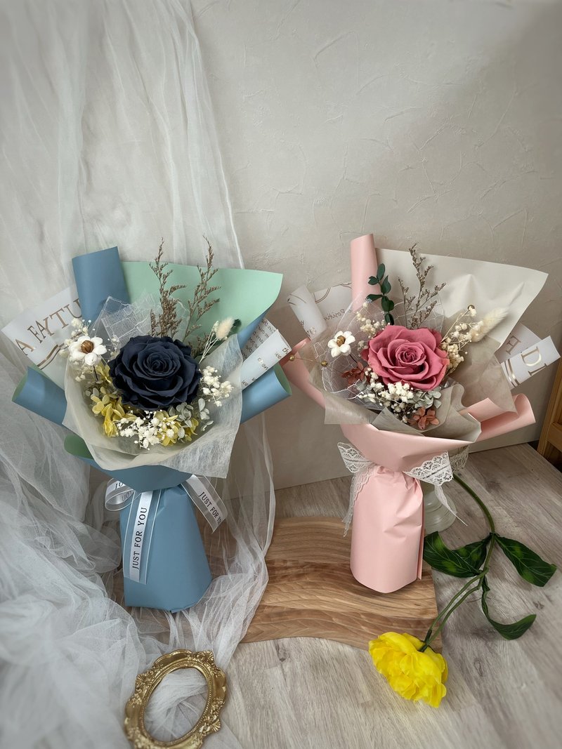 永生玫瑰花束 - 干燥花/捧花 - 植物．花 粉红色