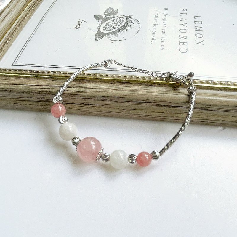 真姻缘 爱情运 红纹石 粉晶  月亮石 水晶手链 天然 - 手链/手环 - 水晶 多色