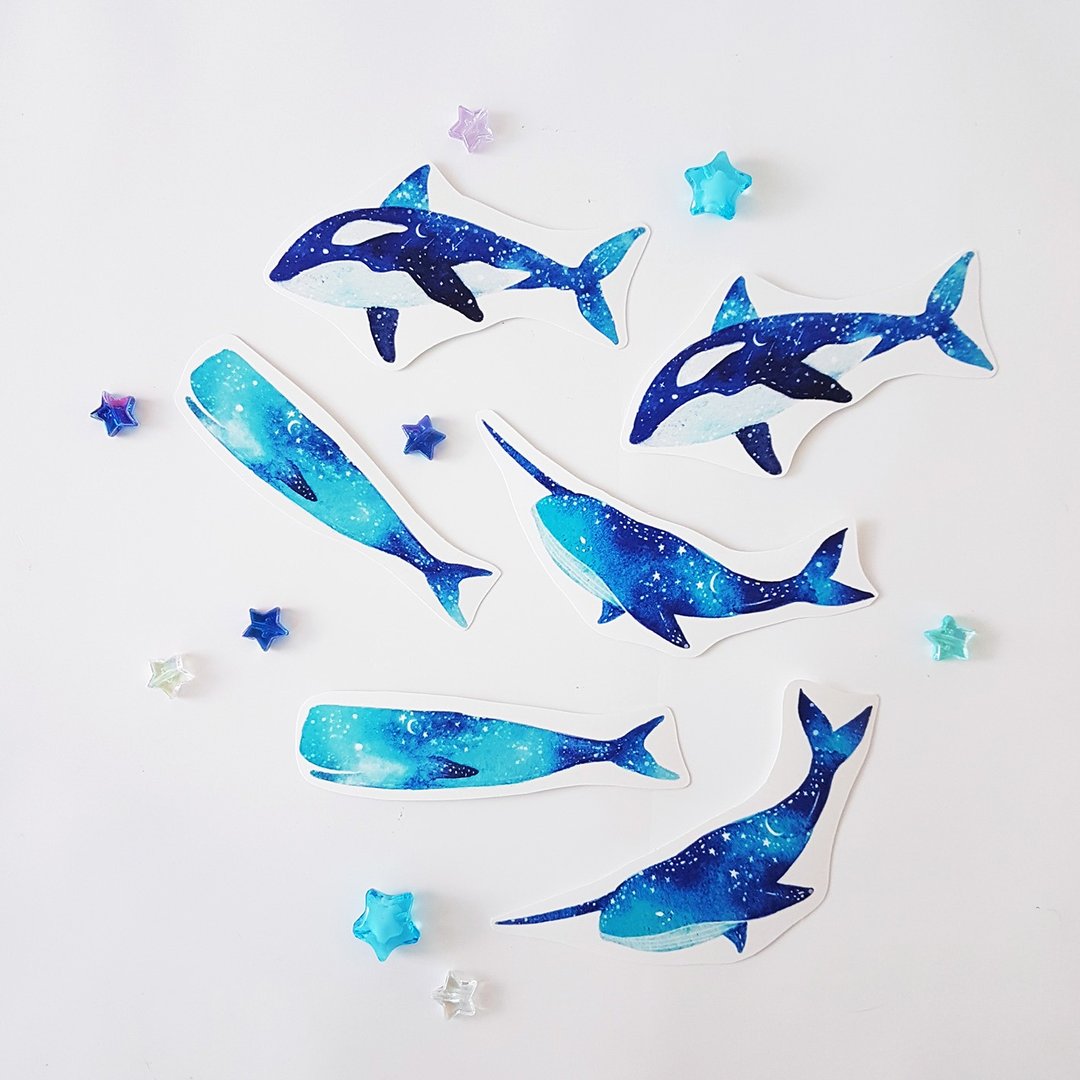 星鲸鱼 贴纸组 - 贴纸 - 纸 蓝色