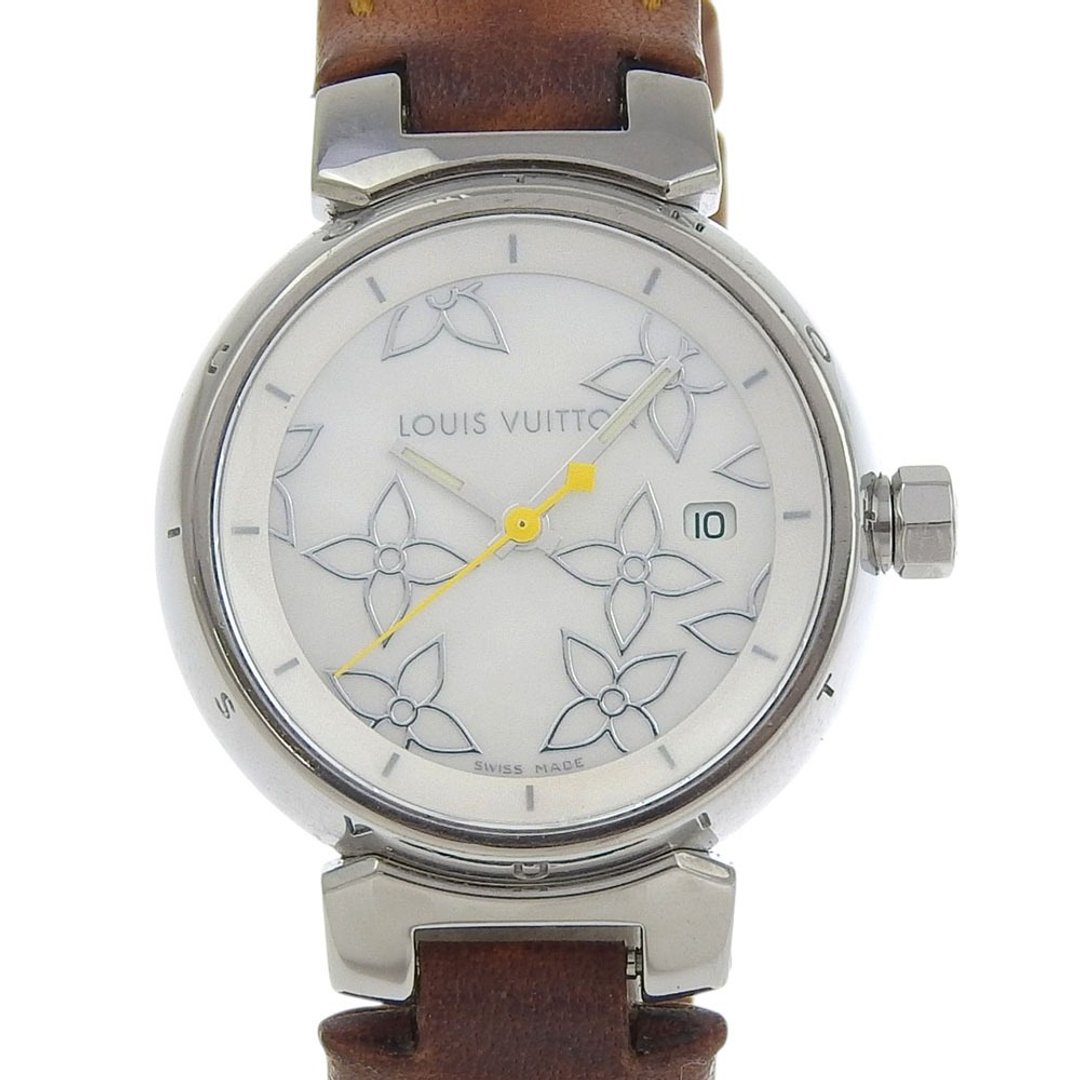 【日本直送】路易威登 LOUIS VUITTON Tambour 腕表 Q121C 不锈钢x皮革 石英 指针式显示 白色表盘 女仕款【二手】 - 女表 - 不锈钢 白色