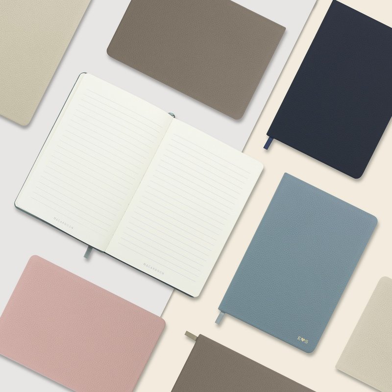 莫兰迪色手造真皮革笔记薄 定制化礼物笔记本 手帐 记事簿_01378 - 笔记本/手帐 - 真皮 蓝色