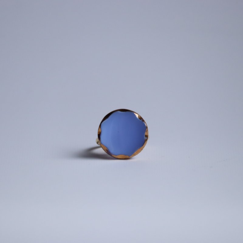 【戒指】花朵 浅蓝色 - 戒指 - 玻璃 蓝色