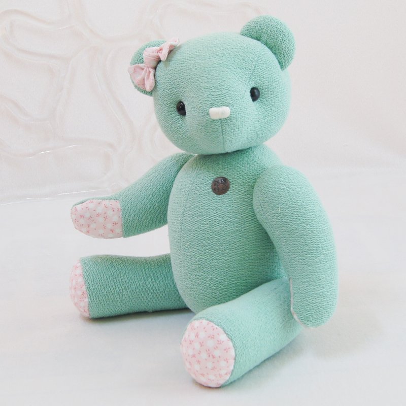手工泰迪熊 布丁熊 有机绿 34cm 定制颜色及绣字 成品 - 玩偶/公仔 - 聚酯纤维 绿色