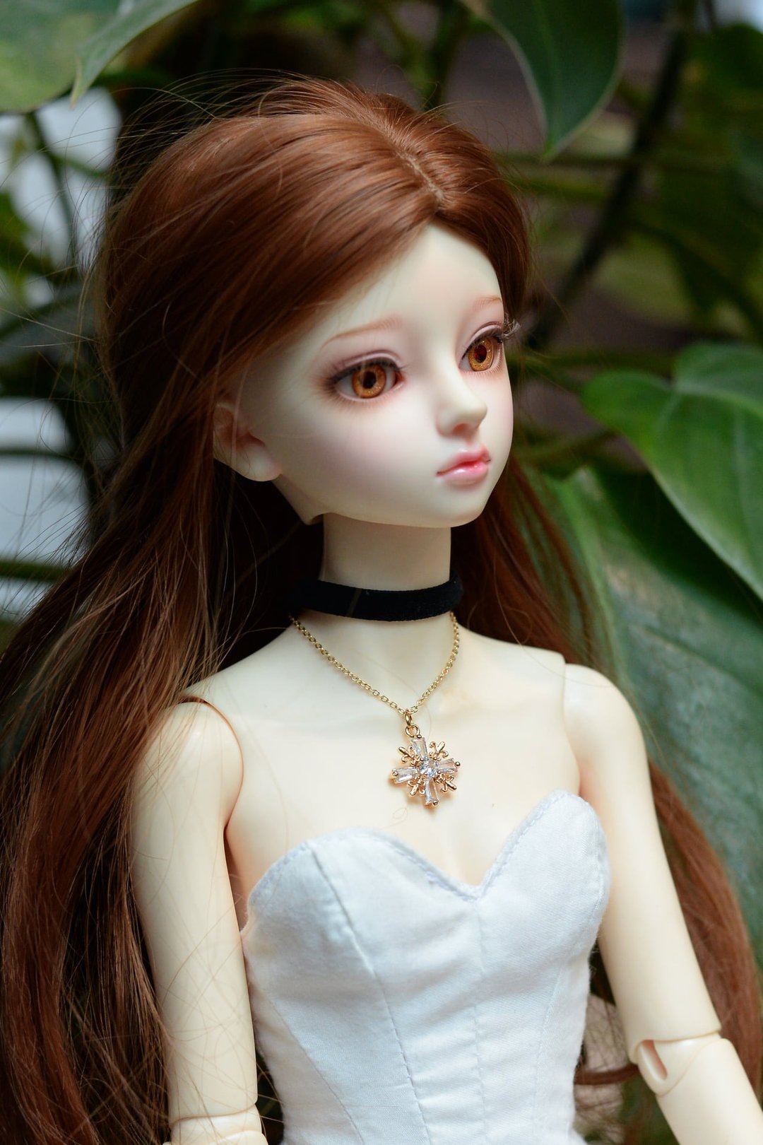 Accessories for doll Bjd DD 1/3 Choker velvet crystal pendent - 玩偶/公仔 - 贵金属 白色