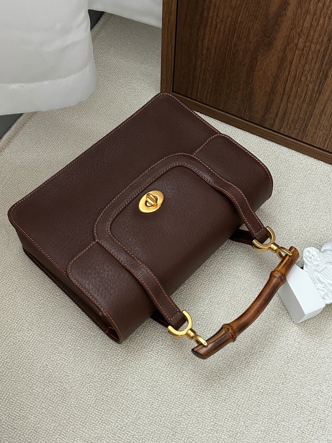中古包 Gucci 古驰 竹节双桥医生包 - 手提包/手提袋 - 真皮 咖啡色