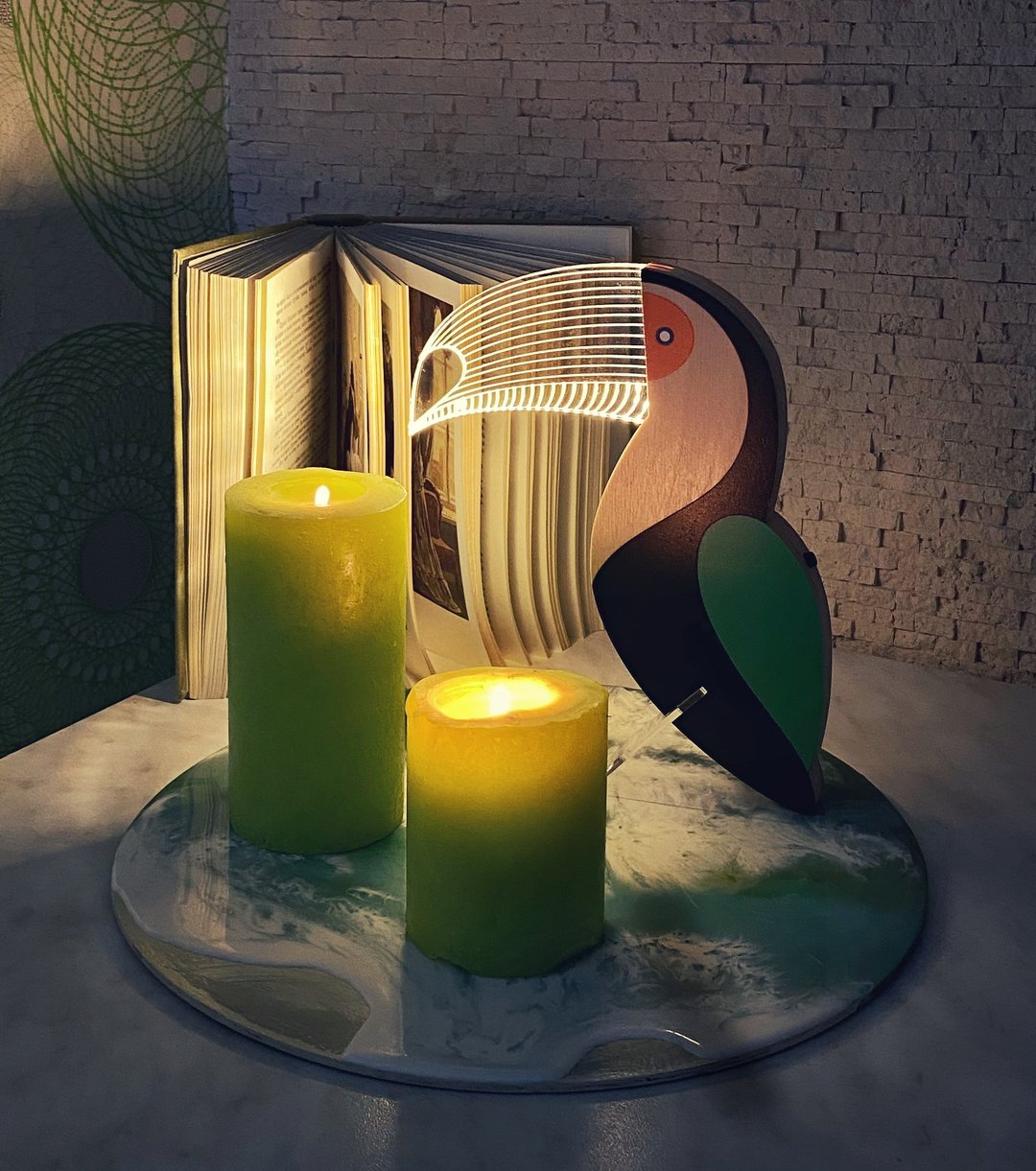 Portable lamp Toucan with rechargeable battery Sleeping night light - 灯具/灯饰 - 木头 