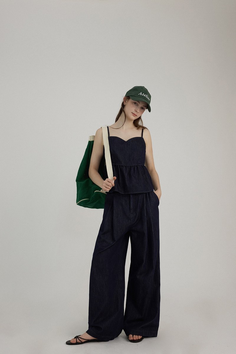 哥哈的夏天 水洗柔软牛仔裤 娃娃背心套装 - 女装背心 - 其他材质 蓝色