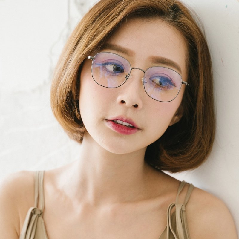 幸运女神的香水│枪灰银金属色系圆框UV400滤蓝光眼镜 - 眼镜/眼镜框 - 塑料 银色