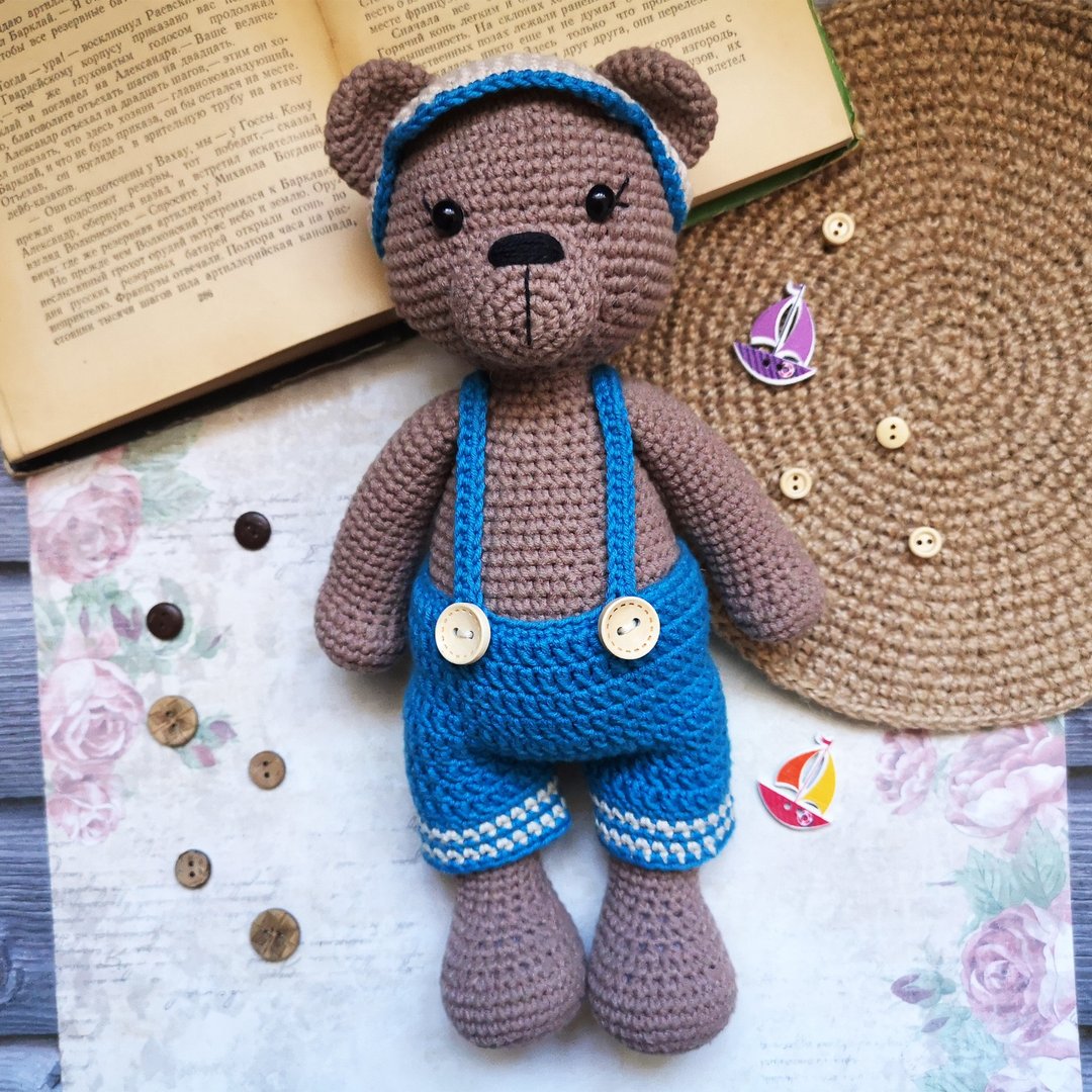 Crochet pattern teddy bear boy in pants  DIY amigurumi bear tutorial PDF digital - 手工艺教程/工具书 - 其他材质 