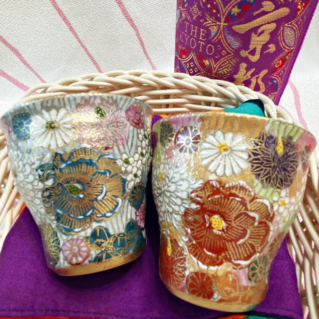 【九谷烧金花诘】色变对杯 - 茶具/茶杯 - 陶 