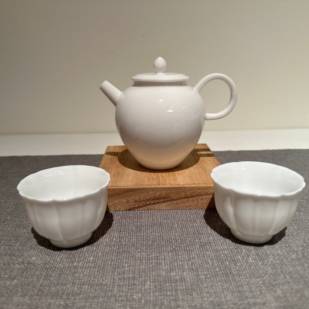 【瓷】宝瓶型润瓷壶(一壶二杯)精致泡茶壶 - 茶具/茶杯 - 其他材质 白色