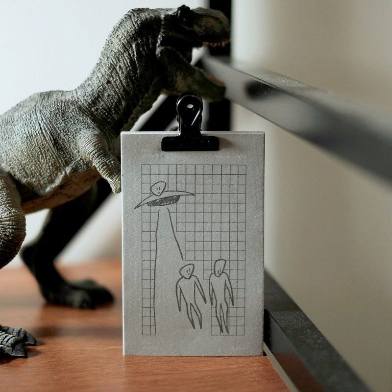 FRIENDLY PEOPLE 外星出场 / 散装便条纸 / 附黑色复古夹 - 便条纸/标签贴 - 纸 灰色