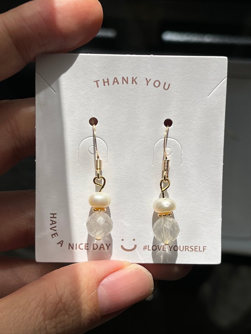 This is Neroli-白水晶珍珠耳环 气质满满 - 耳环/耳夹 - 珍珠 白色
