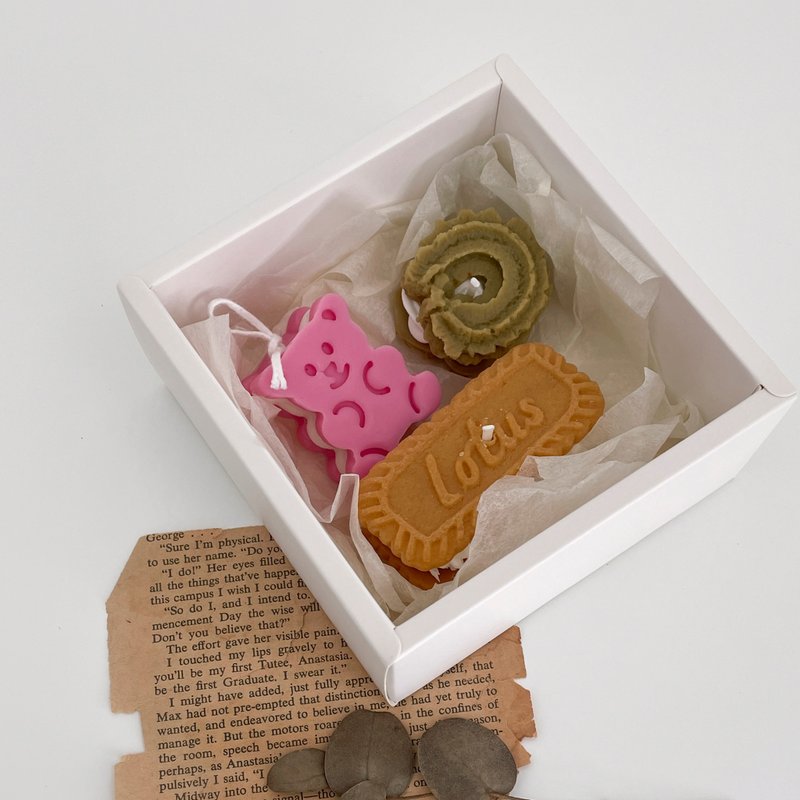 低卡没负担! 3入饼干礼盒蜡烛 下午茶点心 甜点蜡烛 - 蜡烛/烛台 - 蜡 咖啡色