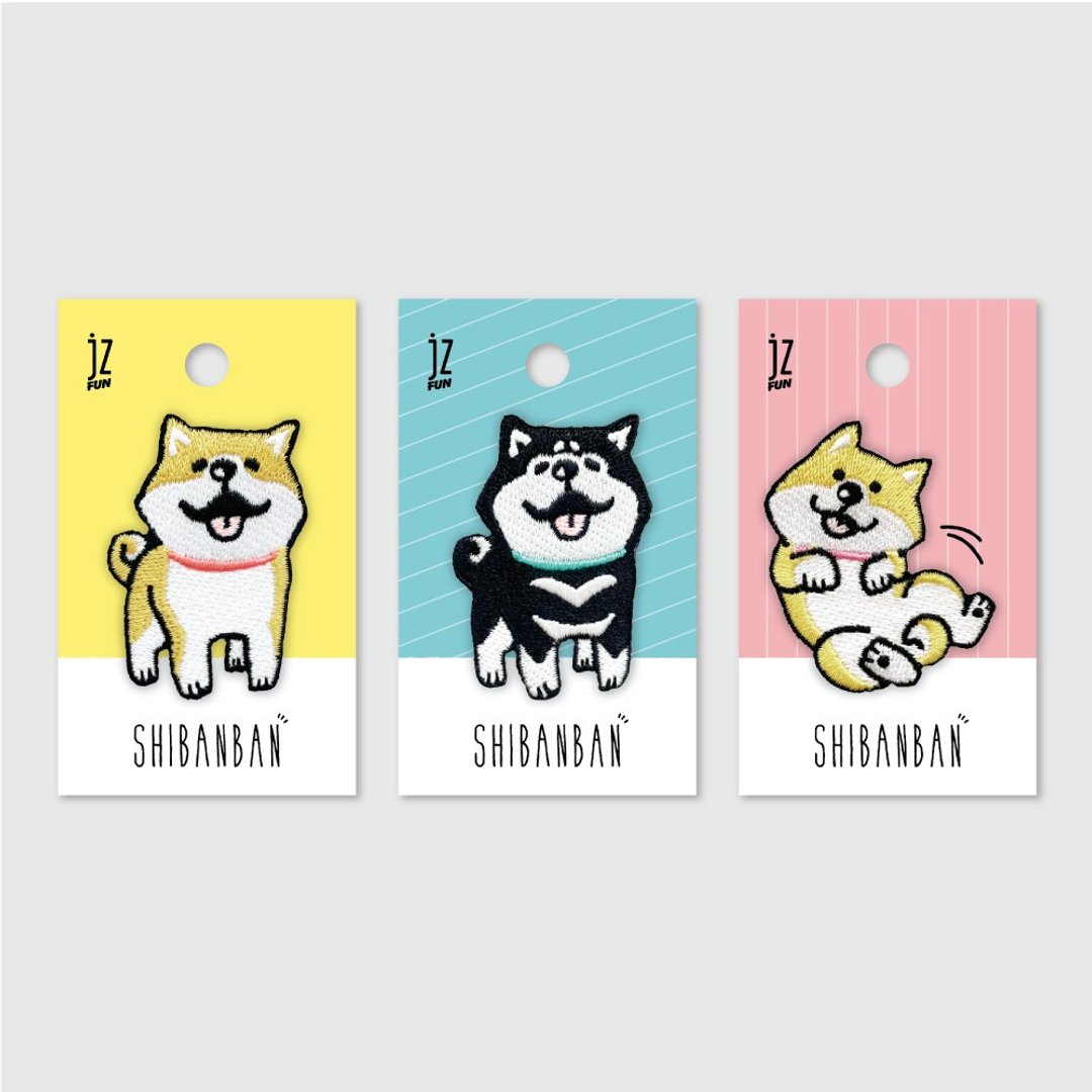 JzFun / 微笑柴犬 刺绣装饰贴三入组 - 其他 - 绣线 多色