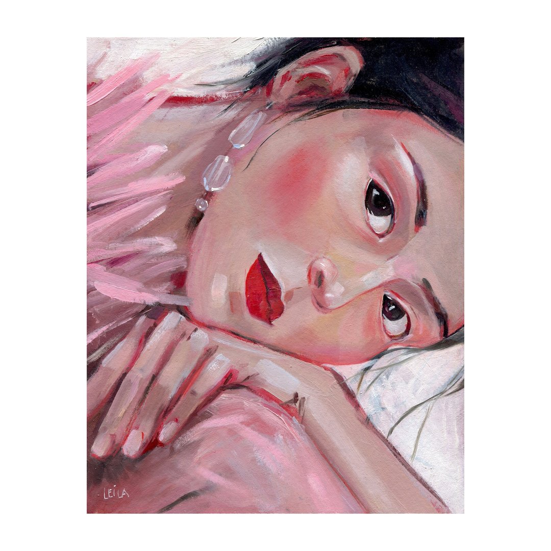 粉红女郎原创油画性感女人芭蕾舞女演员绘画 25x20cm 舞者 - 插画/绘画/写字 - 其他材质 粉红色