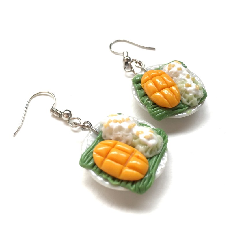 Mango sticky rice earring - 耳环/耳夹 - 粘土 黄色