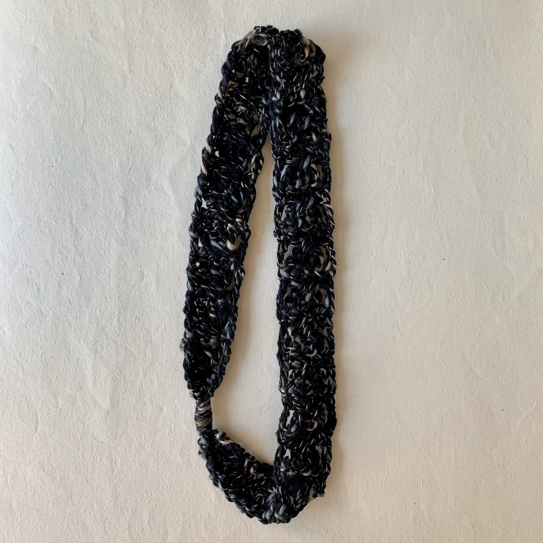 复古系全棉鈎织细发带 -mosaic black - 发饰 - 棉．麻 黑色