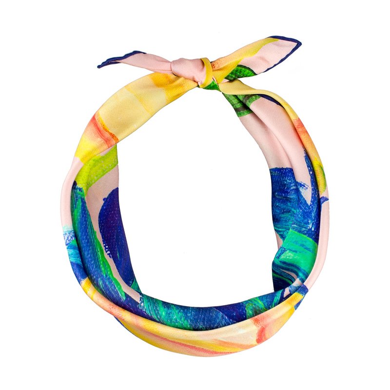 双成记槟榔西里木瓜果树印花真丝缎面小方巾粉色 - 丝巾 - 丝．绢 粉红色