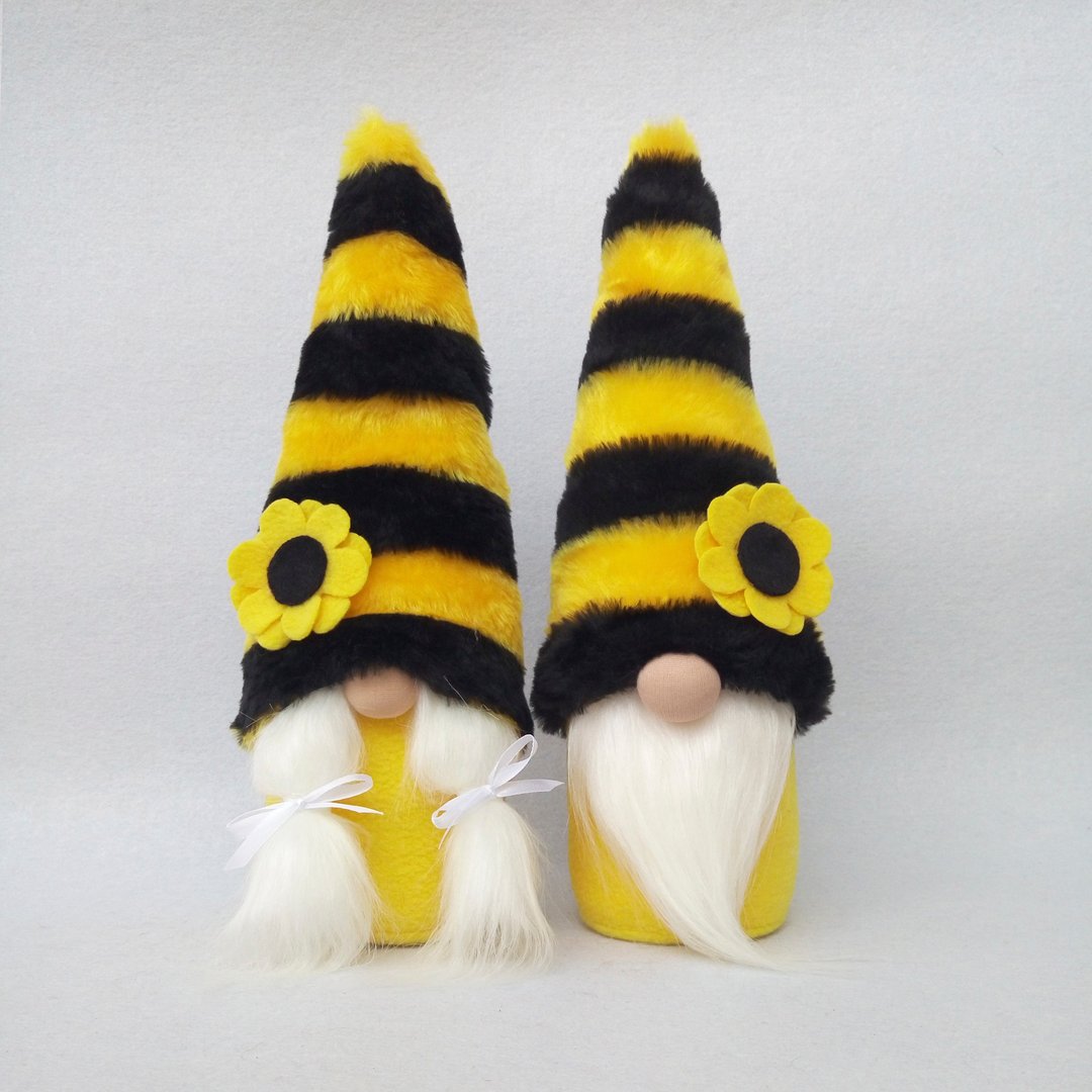Bee Bumblebee Gnome Farmhouse Gnome Flower Gnome Spring Summer Gnome Doll Gift - 玩偶/公仔 - 环保材料 黄色